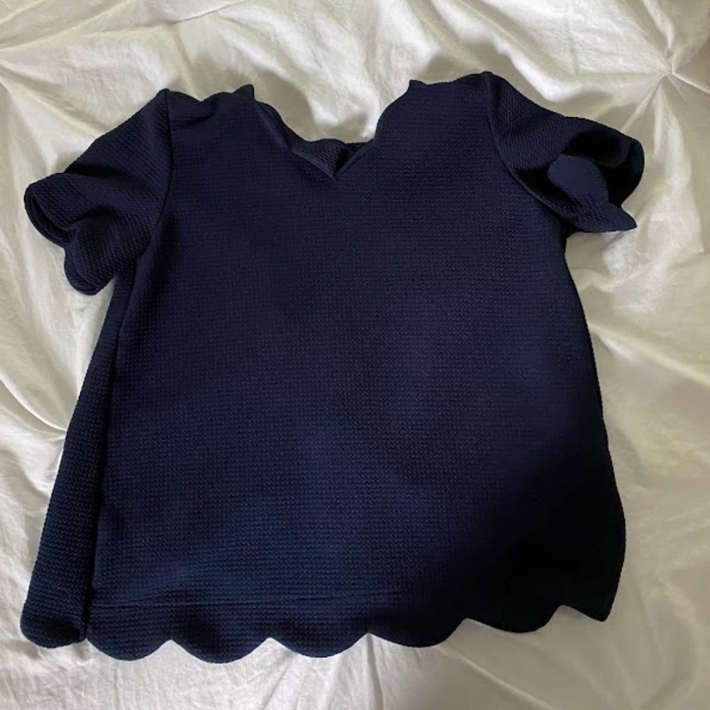 Monteau Scalloped Girls Waffle Blouse